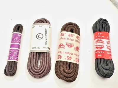 LOTE DE 4: Asst. Tallas Cordones de repuesto redondos para zapatos: marrón y negro: 30", 36", 45", 54" Foto 1 de 4