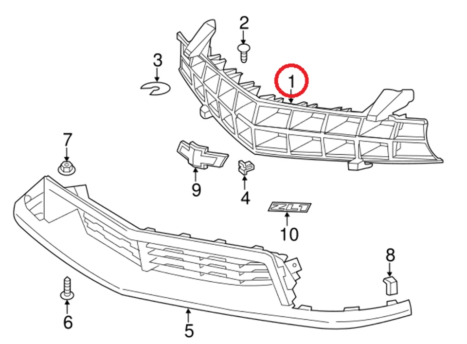 New Genuine Chevrolet Camaro Front Bumper Upper Grille OE 22893907 - Image 1 of 4