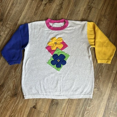 Suéter De Colección Adrienne Vittadini Para Mujer Talla M Colorido Floral Algodón Grannycore Foto 1 de 4