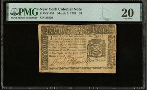 1776 NEW YORK, American Revolution $1 Colonial Currency Bank Note, NY-191, PMG - Picture 1 of 5