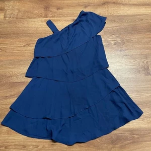 Aqua Mädchen asymmetrisch einfarbig blau Stufen Lagenlook Kleid Größe 16 Extra Large - Bild 1 von 4