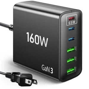Blocco Caricatore Rapido USB C: Hub Stazione di Ricarica PD 6 Porte - Caricatore GaN 160W per... - Foto 1 di 7