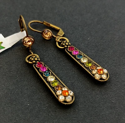 Brincos Michal Negrin outono multicolorido cristal pendurado vintage boho presente longo - Imagem 1 de 4