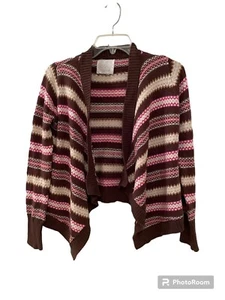 JUSTICE Open Front Cardigan Stripe Sweater Big Girl Size 14 - Picture 1 of 3