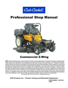 Cub Cadet Commercial Z Wing Service Manual | CD OR USB - Picture 1 of 7