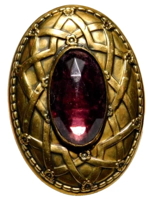 X-Large 19th C. Oval Antique Purple Glass VICTORIAN Jewel BUTTON NICE 1&13/16 - Image 1 of 4