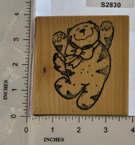 Alias Smith and Rowe Estampilla de Bloque de Madera Adorable Happy Kitty Gato Bailar Arco de Salto - Imagen 1 de 4