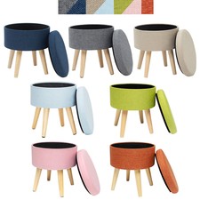 SUHU Sgabello di Stoccaggio Pouf Poggiapiedi Contenitore Tessuto Gambe in Legno