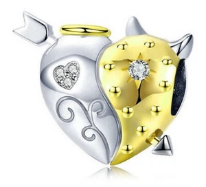 Charms gut böse Anhänger Herz Teufel Amor für Bettelarmband Sterling Silber 925 - Bild 1 von 10
