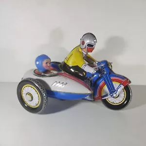 Schylling Toy Company litografia in latta carica giocattolo moto e sidecar - Foto 1 di 9