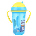 (blue)FASJ Straw Cup Cute Polypropylene Cartoon Large Capacity Baby Cup For