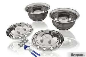 16" Dual Wheel Trims Covers Sleeves x4 For MAN TGA VW Crafter 18+ Stainless Car - Picture 1 of 8