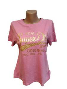 Superdry Mujer Camiseta Talla M Logo Oro Rosa - Imagen 1 de 12