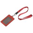 Badge Support 11cm Cuir ID Support 2 Carte Fentes Cou Cordon Rouge