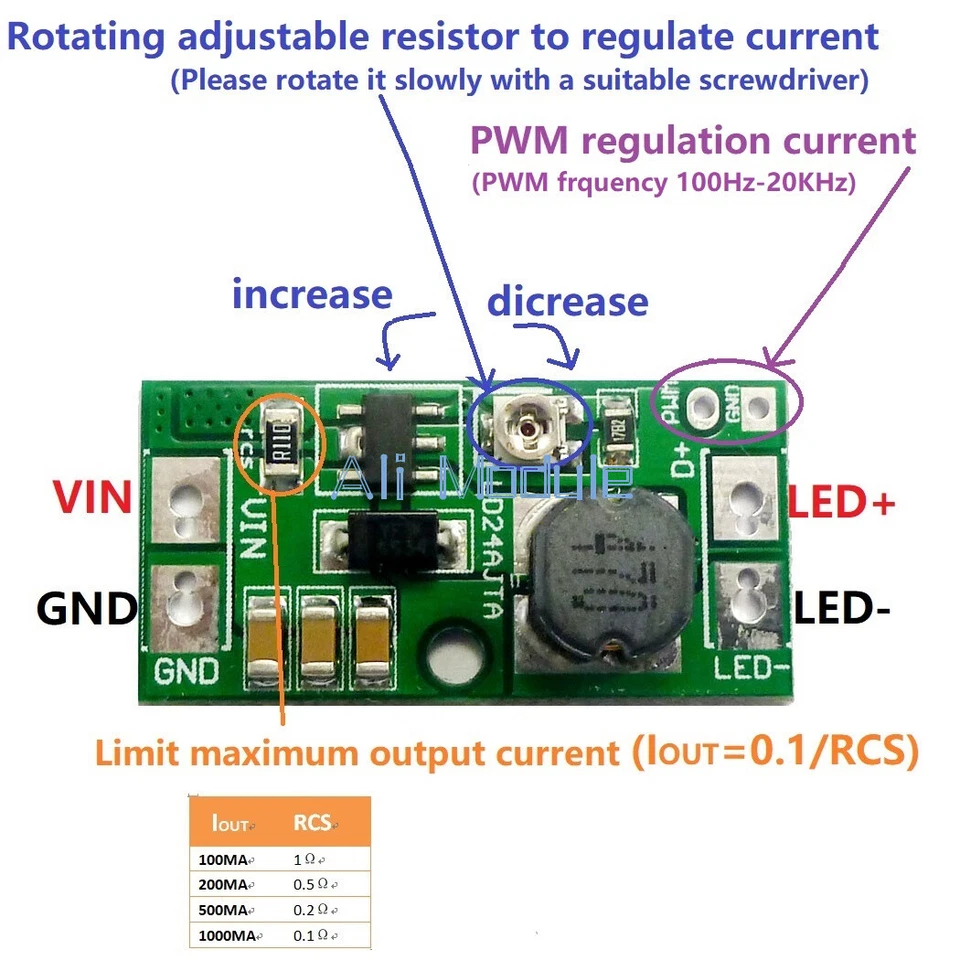 NEW DC 6-25V 20W Adjustable LED Driver PWM Controller DC-DC Step-down Constant
