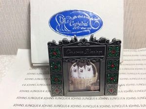 PHOTO FRAME Christmas Blessings New in Box Small Metal (Zinc) Frame Red-Green  - Picture 1 of 4
