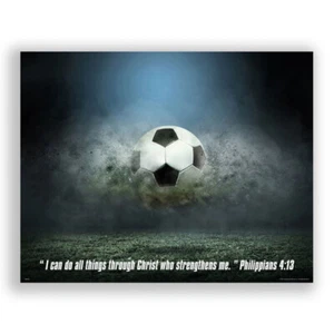 Soccer Motivational Poster Art Print Sports Wall Decor Classroom Religious Team - Picture 1 of 7