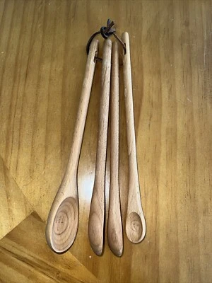 Cucharas Medidoras de Madera Utensi, Juego de 4 Mango Largo Medida Precisa Colgante Foto 1 de 4