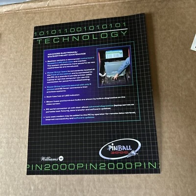 nos original Factory Pin 2000 Technology Williams Pinball arcade game flyer - Image 1 of 2