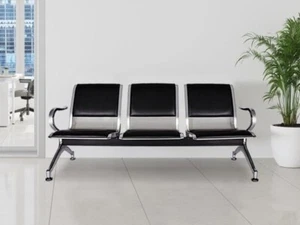 Waiting Room Chair 3-Seat PU Leather Reception Chair Bench for Office Guest Bank - Picture 1 of 8