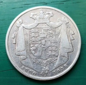 Media corona de plata 925 Guillermo IV 1836 escritura WW #028 - Imagen 1 de 2