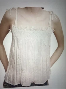 NWOT ANTHROPOLOGIE MEDIUM ELOISE WHITE SHOULDER TIES BLOUSE - Picture 1 of 10
