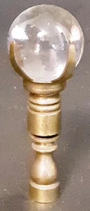 Vintage Clear Glass on Threaded Brass Lamp Finial Deco Marble Ball - Picture 1 of 16