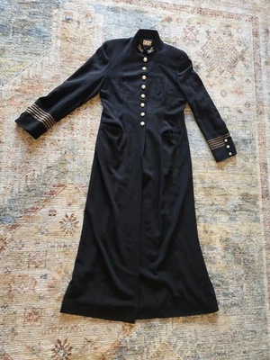 Abrigo largo de lana estilo militar DKNY vintage - negro, talla 14 Foto 1 de 4