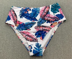 Bikini Tankini Swimsuit Bottom Women size Large White Tropical Silky Smooth Sexy - Picture 1 of 12