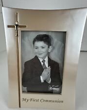 Picture Frame First Communion Unisex Gold Tone Cross Chalice  4x 6" Photo 2006