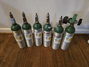 Lot of 6 size B LINCARE & LINDE Oxygen Tanks (EMPTY) - Picture 1 of 8