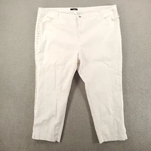 Side Lace Up White Jeans Womens 30W Full Lace Up Leg Stretchy Boho Western 30 W - Picture 1 of 9