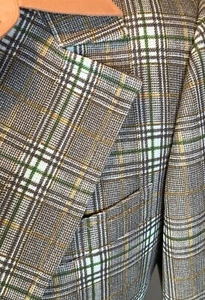 Vtg 70s Men's Size 38 Disco Sport Coat Suit Jacket Brown Plaid Sleeve Bands - Picture 1 of 11