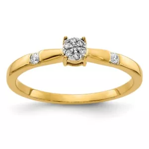14k Yellow Gold 0.08Ct Diamond Cluster Ring Special Gift For Women 2g - Picture 1 of 6