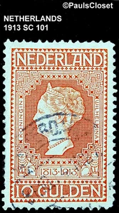 NIEDERLANDE 1913 SC 101 KÖNIGIN WILHELMINA 10g ROT AUF STROHHALM CR PAPIER UNG SEHR SCHÖN - Bild 1 von 2