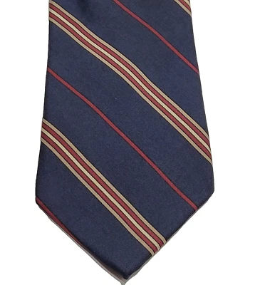 Guy LaRoche Paris Diagonal Stripe Professional All Season Blue SILK Necktie - Image 1 of 4