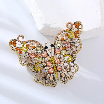 Elegant Crystal Butterfly Brooch Pin Exquisite Rhinestone Lapel Badge for Women - Image 1 of 4