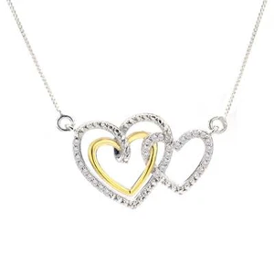 1/6 Cttw Diamond Double Heart Necklace for Women in Sterling Silver - Picture 1 of 5