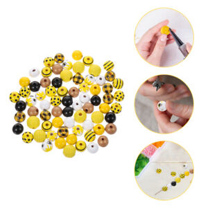  72 Pcs DIY Craft Wood Bead Bee Beads for Garland Loose Charm Jewelry