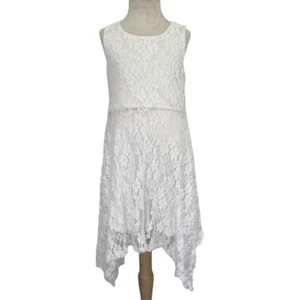 KNITWORKS White Lace DRESS 10 Sleeveless Asymmetrical church communion wedding - Picture 1 of 9