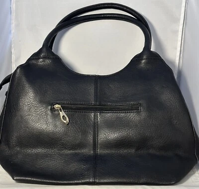 Cartera grande de cuero sintético negro 16 x 11 x 6 Foto 1 de 4