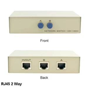KNTK 2-Way RJ45 Data Transfer Switch Box Button Network PC Router Modem Internet - Picture 1 of 1
