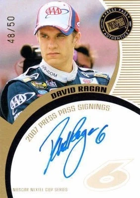 DAVID RAGAN 2007 Press Pass Signings Gold 48/50 Autograph Rookie Auto On Card - Image 1 of 2