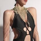 Layered Necklace with Long Tassels Wedding Party Night Club Shinning Jewelry