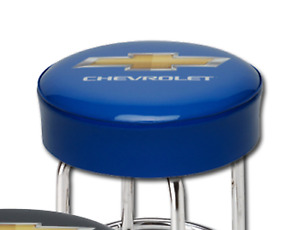 Chevrolet Gold Bowtie Logo Blue Seat with Chrome Plated Steel Frame GB892