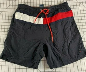 Tommy Hilfiger Color Black Flag Board Shorts Swim Trunks Surf Beach Pool L 90s - Picture 1 of 6