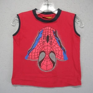 Vintage Spider-Man T-Shirt Youth Medium Red Sleeveless Marvel Kids 2003 Boys Tee - Picture 1 of 11