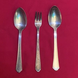 Lot #226 Silver Plated Flatware Victor's (3) Pieces 2 spoons + 1 cocktail fork - Picture 1 of 4