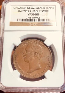 Hague Smith New Zealand Penny R469/A477 Rarity4 VF30BN graded by NGC CV=$200 - Picture 1 of 4