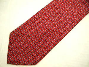 LRL Ralph Lauren Mens Necktie Tie Red Geometric Blue 55" Short Career - Picture 1 of 4